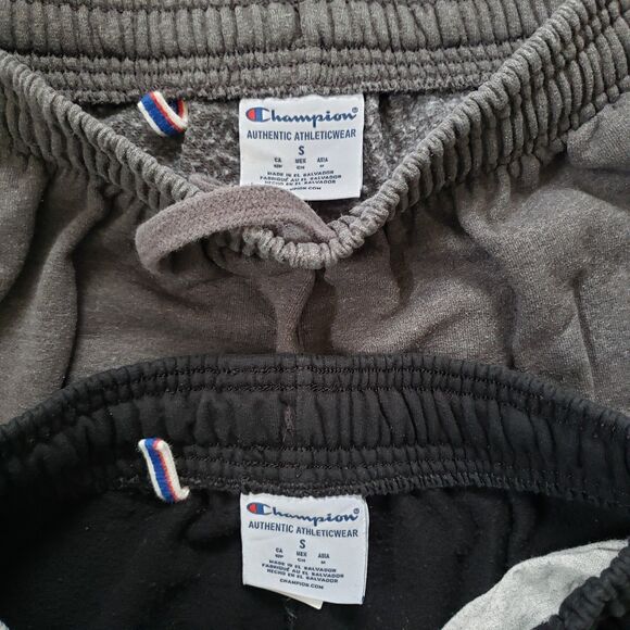 Lot Of 2 Champion Spellout Size Small Mens Black & Gray Jogger Sweatpants - Picture 4 of 13